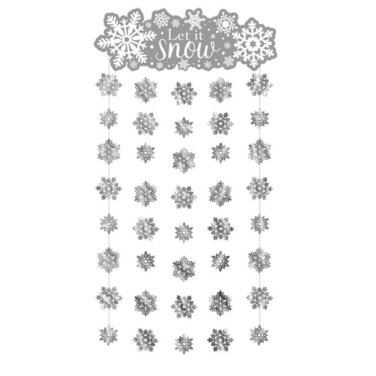 Amscan Winter Wonderland Christmas Party Snowflake Doorway Curtain Decoration (1 Piece), Silver/White, 39 x 78 by Amscan