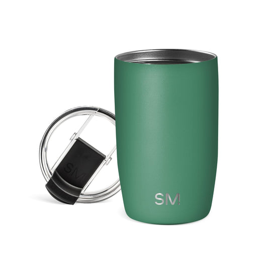 Simple Modern Voyager - Taza de Viaje con Tapa Abatible, Acero Inoxidable, Popotes Incluidos - 350ml - -Basil
