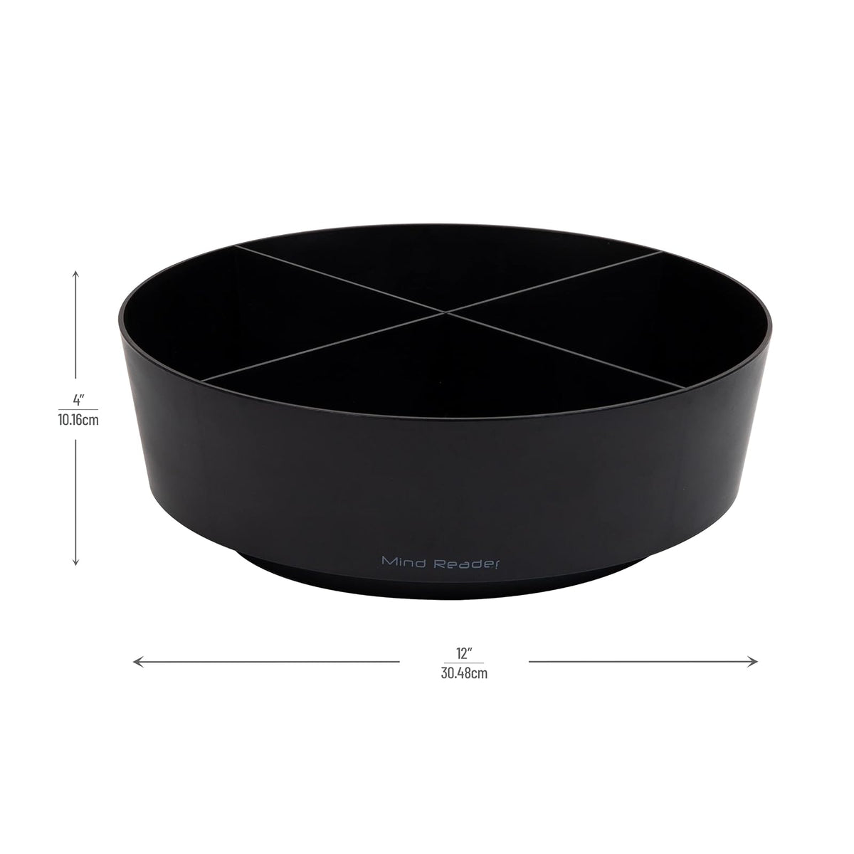 Betesh Mind Reader Snack Carousel, Countertop Organizer, Snack Tray, Condiment Holder, Breakroom, Kitchen, 12" L x 12" W x 4" H, Black