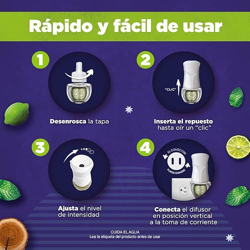 Air Wick Repuestos para Aromatizante Eléctrico, Maderas y Cítricos, 4 Piezas de 20 ml c/u