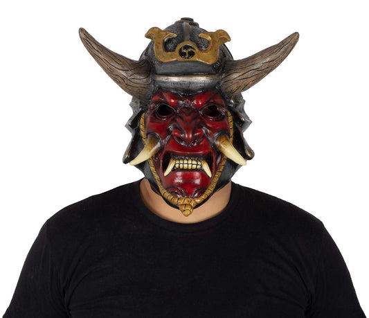 Ghoulish Productions Máscara de látex Possessed Samurai – Máscara de Samurai Rojo Unitalla para Adulto, Ideal para usar en Fiestas de Halloween, Casas del terror o Decoración Terrorifica