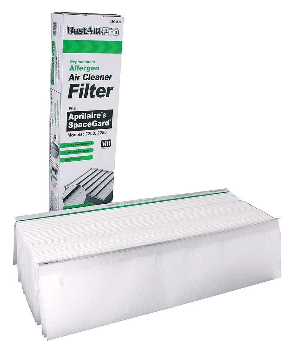 BestAir A201-SGM-11R Filtro de aire para horno, 20" x 25" x 6", MERV 11, sin marco de cartón, se adapta al 100%, para Aprilaire/SpaceGard 2200, 2250 (201) y Lennox PMAC-20C 24", Paquete de 2, Con marco de cartón., 16" x 27" x 6", 1 - _ - 20" x 25" x 6" - 