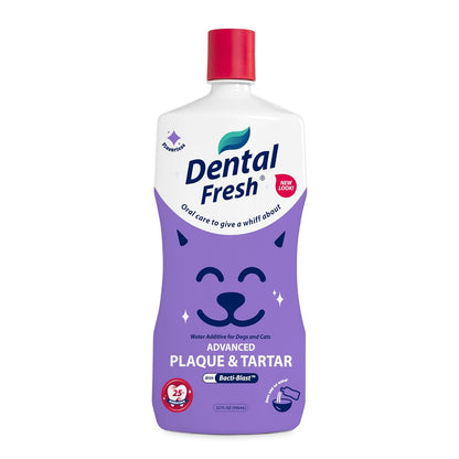 Dental Fresh Advanced Plaque and Tartar Water Additive, 32oz – Dog Teeth Cleaning Formula to Freshen Breath and Improve Overall Oral Health