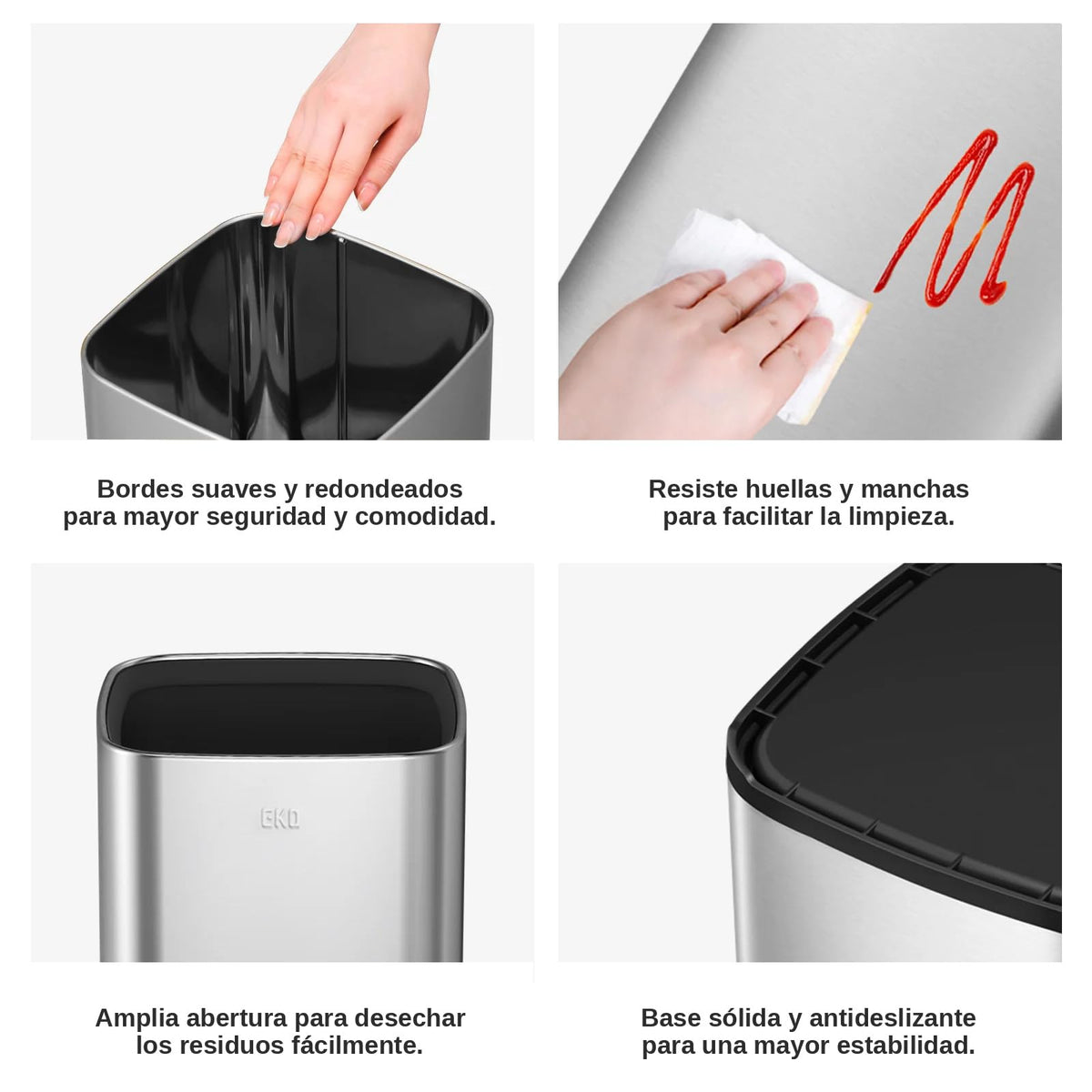 EKO Bote de Basura Abierto 10 L Baño | Apertura superior amplia