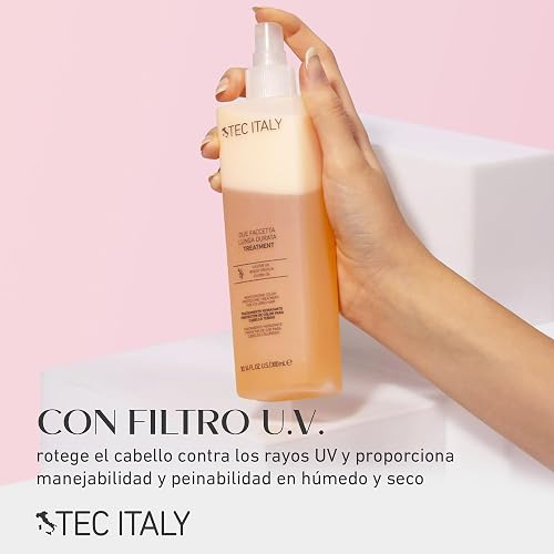 TEC ITALY Due Faccetta Tratamiento Hidratante para Cabello Teñido 300 ml | Leave-in en dos fases para cabello teñido. Hidrata, protege el color, acondiciona y aporta protección UV. Sella cutícula.