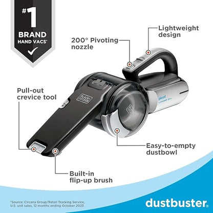 Black + Decker BDH2000PL MAX Aspiradora pivotante de Litio, 20 voltios, Pivot Handheld Vacuum, Negro, Diseño 1, 1, 1