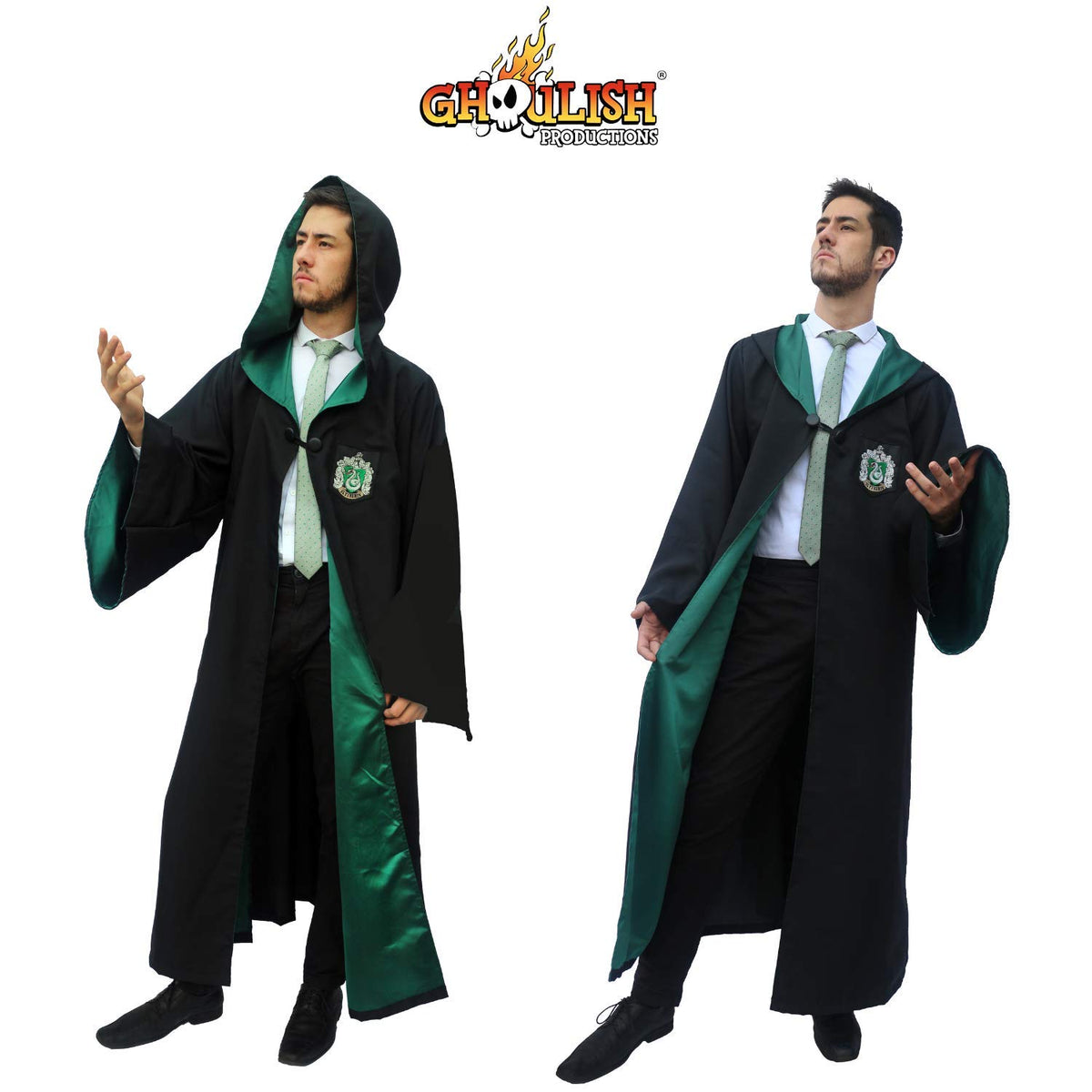 Capa Original de Harry Potter de Slytherin Color Verde con Licencia de Warner Brothers, Accesorio para Disfraz de Mago Hechicero Ideal para Fiestas de Disfraces, Halloween, Cosplay