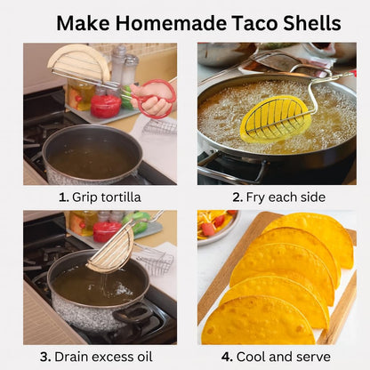 HIC - Pinza de concha de taco, acero, para hacer conchas de taco caseras