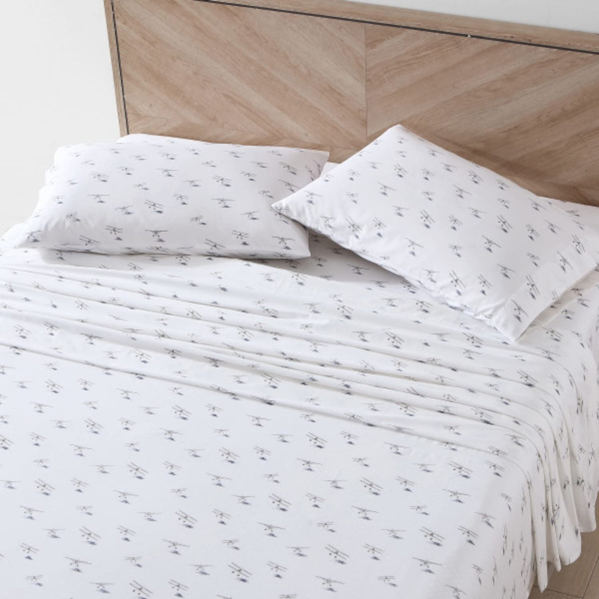 Eddie Bauer - Juego de sábanas matrimoniales, algodón percal, crujiente y Fresco, Elegante decoración del hogar (avión, 4 Piezas, matrimonial)