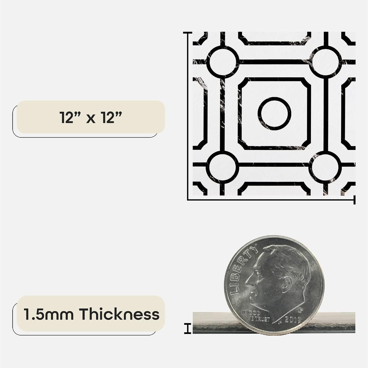 Achim Home Decor - Azulejos de vinilo autoadhesivo retro de 12 pulgadas, 20 azulejos, 12 x 12 pulgadas, patrón Carrera, despegar y pegar, suelos de bricolaje para cocina, comedor, dormitorios y baños