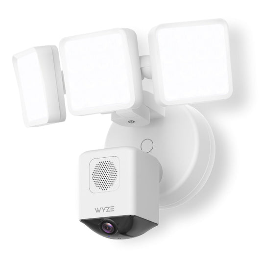 WYZE CAM Floodlight Pro with 3000 Lumen Leds, Wired 2K HD IP65 Outdoor Smart Security Camera, Color Night Vision, 180 Degree Customizable Motion Detection, 105dB Siren, and Two-Way Audio, White