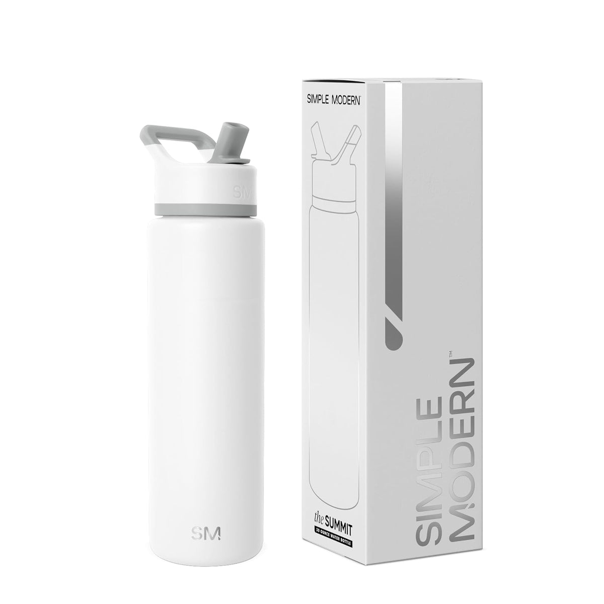 Simple Modern Botella de Agua con Popote, Colección Summit, 532-887 ml - 30 onzas - -Winter White