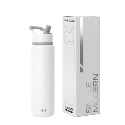 Simple Modern Botella de Agua con Popote, Colección Summit, 532-887 ml - 30 onzas - -Winter White