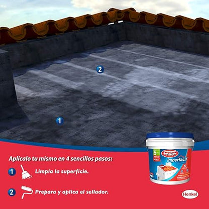 Fester Imperfácil Clasico, Impermeabilizante Acrílico con Base Agua, Durabilidad de 5 Años, Fácil de Aplicar, Color Rojo, 4 Litros