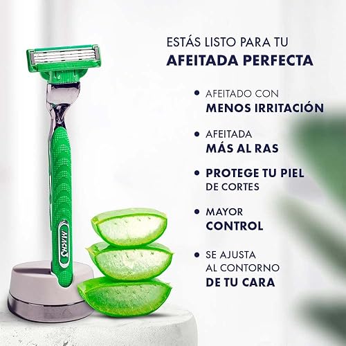 GILLETTE Mach3 Sensitive, Rastrillo para Afeitar Reutilizable, 1 Mango + 2 Cartuchos con 3 Hojas para Rasurar, Rastrillo para Hombre con Piel Sensible