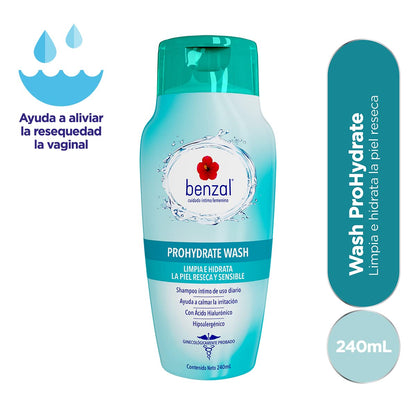 Benzal Prohydrate Kit, Shampoo Íntimo + Gel Lubricante Uso Externo, Alivia e Hidrata la Resequedad Vaginal, 332 g