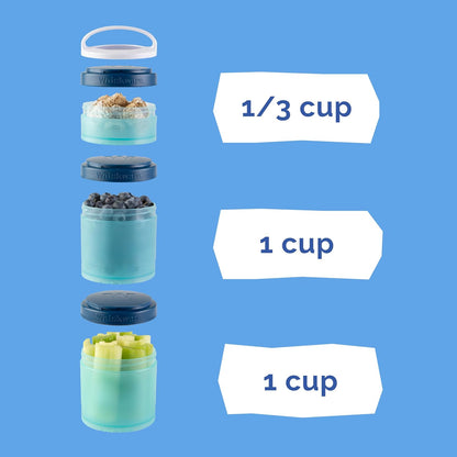 Whiskware Contenedores apilables para aperitivos, 3 tazas apilables para niños y niños, nuestro sistema solar (paquete de 1) | Apto para portavasos | Tazas apilables Twist 'n' Lock / 3 tazas de aperitivos, apto para lavaplatos | sobre la marcha |