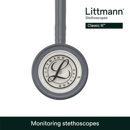3M Littmann Estetoscopio Classic III, Manguera Color Gris, Acabado Standard, 69 cm (Modelo 5621)