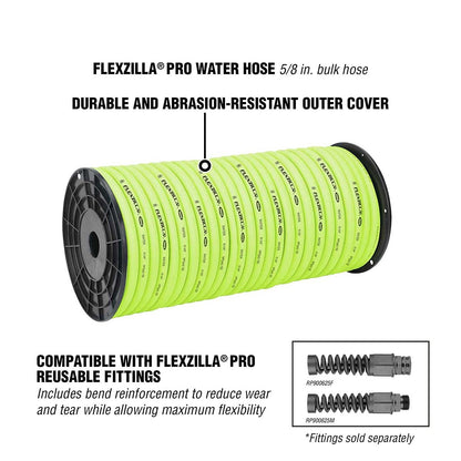 Flexzilla Pro Manguera de Agua HFZ58250YW | 5/8 in x 250 ft, Verde ZillaGreen, Resistente, Ligero, Carrete a Granel
