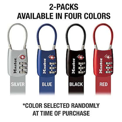 Master Lock Candado, configura tu propia combinación de cerraduras TSA para equipaje, cerradura de cierre de viaje con grillete de cable es de 1-3/16 pulgadas Los colores pueden variar, 4688T, 2
