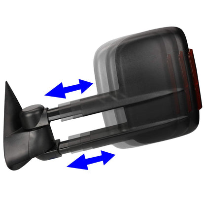 DNA Motoring Par de Espejos Laterales de Remolque Calefaccionados con Señal de Giro para Silverado/Suburban/Sierra/Yukon 03-06, Negro/Ámbar, TWM-001-T888-BK-AM