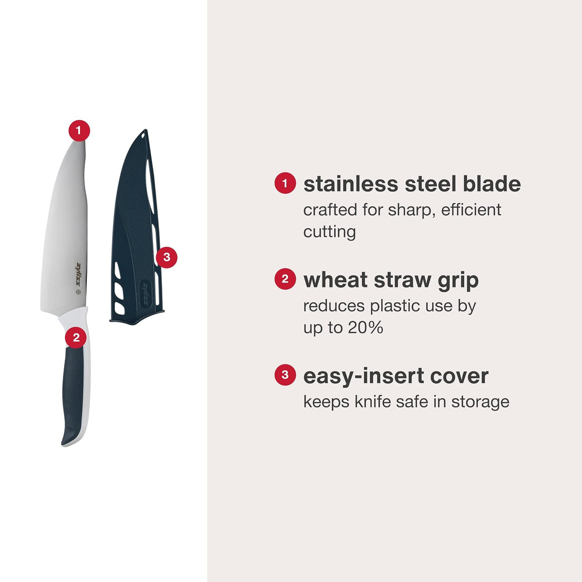Zyliss E920210U Comfort - Cuchillo de chef, 17,8 cm, color blanco