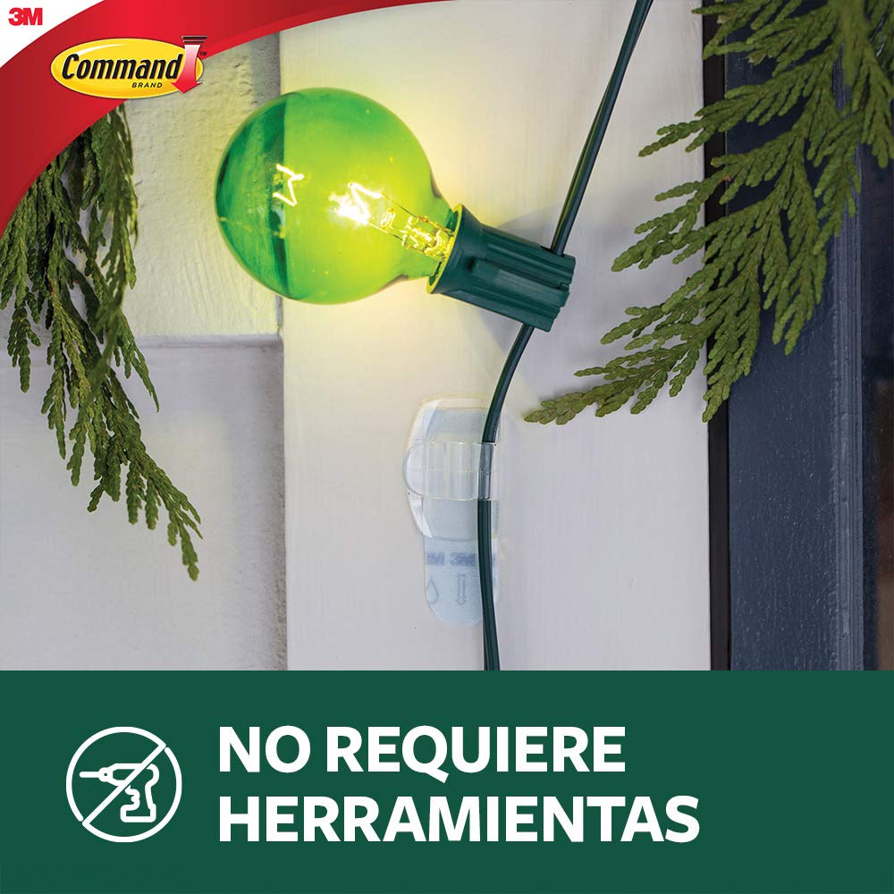 COMMAND 3M Gancho Adhesivo Removible de Metal Mediano Transparente 2 piezas | Soporta hasta 1.3 kg, Organiza interiores sin dañar superficies, No requiere herramientas, Fácil de instalar, Fijación segura