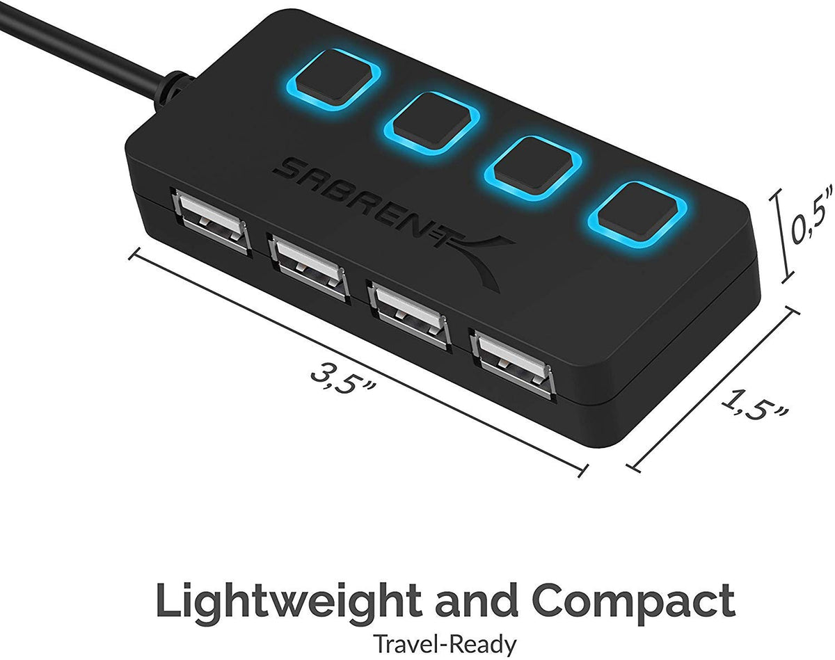 SABRENT HUB USB 2.0 4 Puertos con SWITCHES