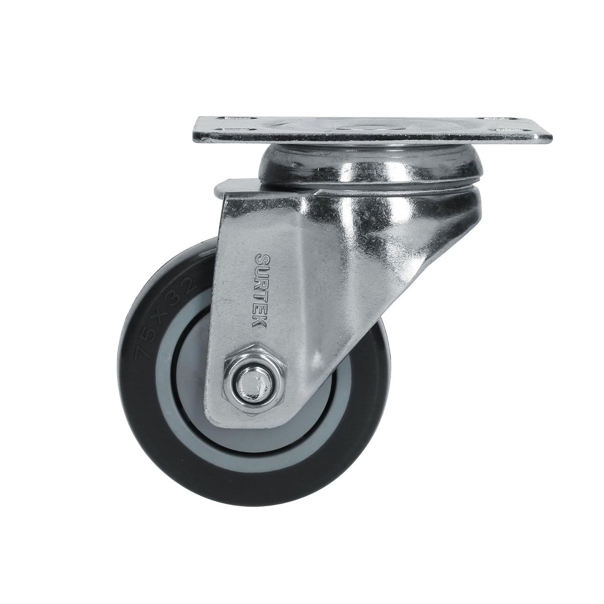 Surtek RG7G Rodaja de poliuretano negro giratoria 3"