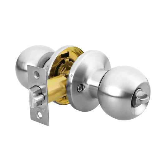 Hermex Basic BALT-CM-RP, Cerradura pomo, recámara, tubular, cromo mate