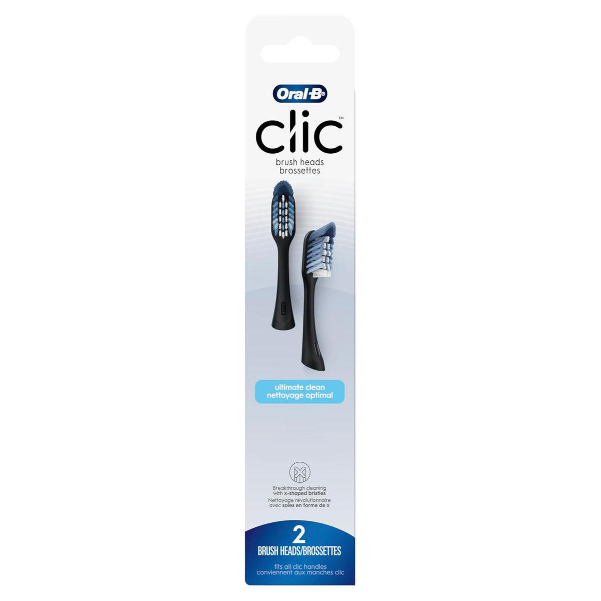 Oral-B Clic - Cabezales de repuesto para cepillo de dientes, color negro, 2 unidades