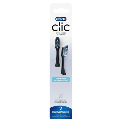 Oral-B Clic - Cabezales de repuesto para cepillo de dientes, color negro, 2 unidades