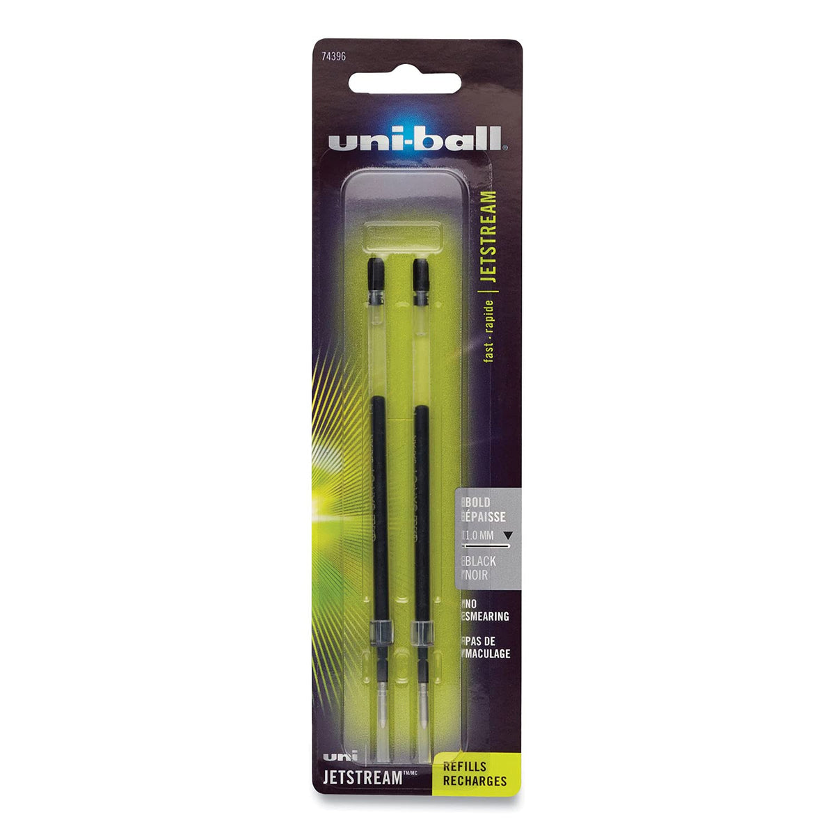 Uni-ball Jetstream Recambio para Bolígrafo, Punta Gruesa o Fina - 2-Count(Refills) - Punta gruesa - Negro