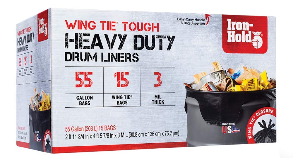 Iron Hold Bolsas de Basura Negras 170 L (45 gal) Alta Resistencia, 18 pzas - 15