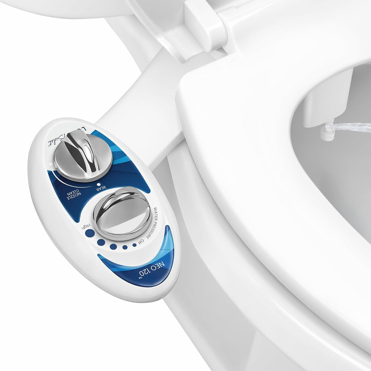 Luxe Bidet NEO 180 Accesorio de Bidé para Asiento de Inodoro, Doble Boquilla - Azul - Boquilla Única (NEO 120)