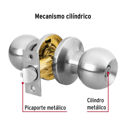 Hermex Basic BALT-CM-EP, Cerradura pomo, entrada, tubular, cromo mate