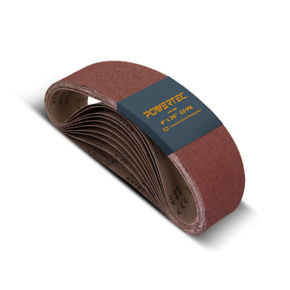 POWERTEC 10 unidades de correas de lijado de 4 x 36 pulgadas, óxido de aluminio de grano 240, correas de lijado de 4 x 36 pulgadas para cinturón de sobremesa y lijadora de disco, papel de lija para - 240 Grit - Grano 240