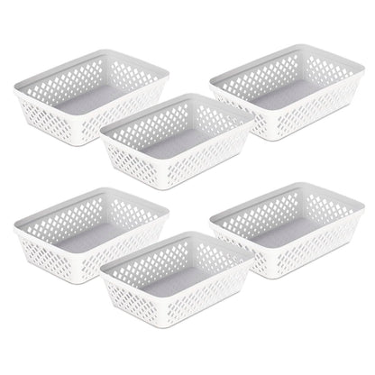 Glad - Juego de cestas de almacenamiento de plástico, bandejas multiusos, contenedores de despensa de cocina y contenedores de baño, paquete de 6 organizadores medianos, color blanco - Blanco - Mediano