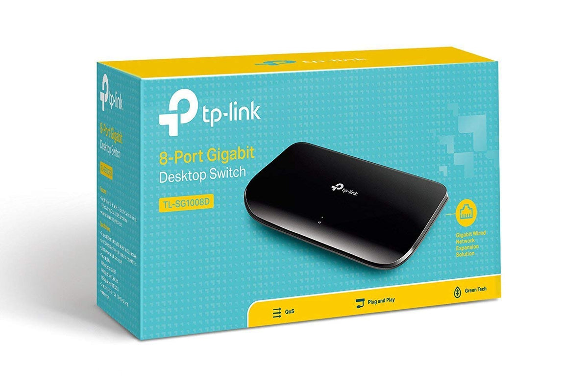 TP-Link Switch de Red Gigabit TL-SG1008D - 8 Puertos RJ45 Gigabit - Plug and Play - Ahorro de Energía - Diseño Compacto - para Hogar y Oficina