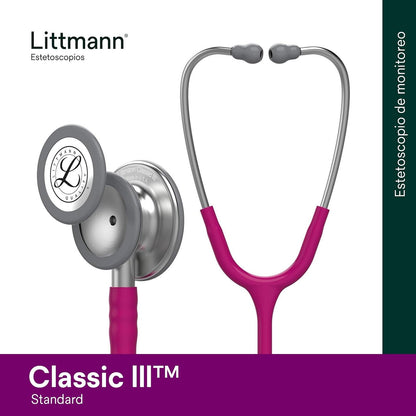3M Littmann Estetoscopio Classic III, Manguera Color Frambuesa, Acabado Standard, 69 cm (Modelo 5648)