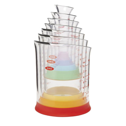 Oxo 11124400 Juego Vasos Medidor Plástico de Diferente Capacidad, 7 Piezas, Multicolor