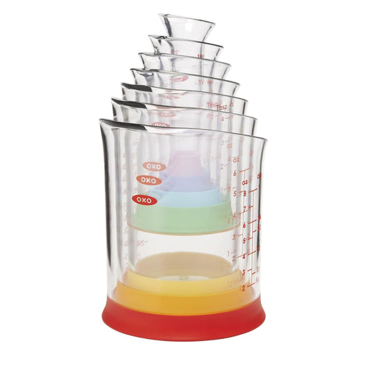 Oxo 11124400 Juego Vasos Medidor Plástico de Diferente Capacidad, 7 Piezas, Multicolor