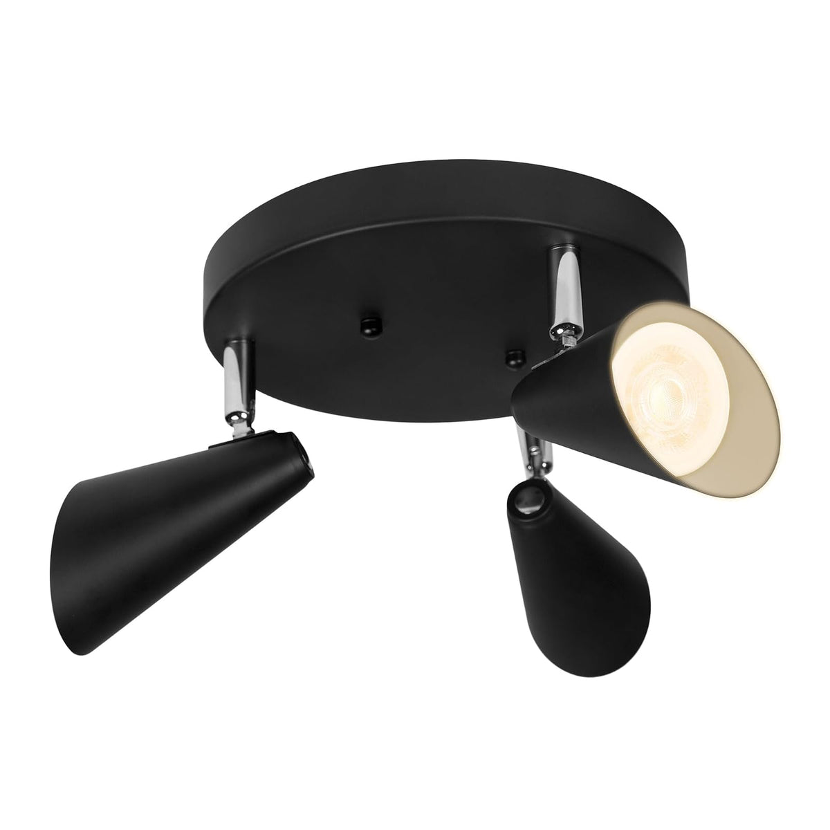 ILLUX Lámpara de Techo Triple Spot Dirigible Negro Mate con 3 Focos LED 3x6W Luz Cálida 2700K 500lm Interior TR-2407.NKT27