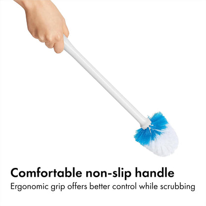 OXO Good Grips Kit de escobilla y escobillero para inodoro, color blanco | Cerdas firmes para una limpieza eficaz, mango antideslizante cómodo, almacenamiento compacto