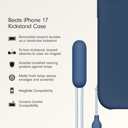 Beats - Funda en Modo Horizontal con MagSafe de Beats para el iPhone 17 con Control de la Cámara, Soporte y Correa, Acabado Mate con Forro de Microfibra – Azul subsuelo