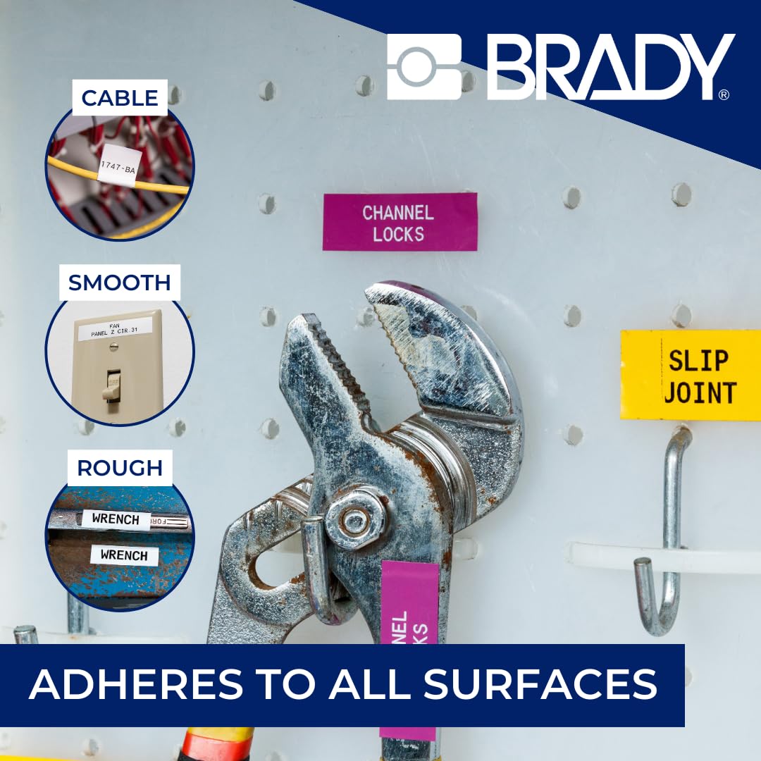 Brady Authentic (M4C-1000-595-OR-BK) Etiquetas de vinilo para todo tipo de clima, 1 pulgada de ancho x 25 pies, negro sobre naranja. Para uso con impresoras de etiquetas The BMP41, BMP51 y M511