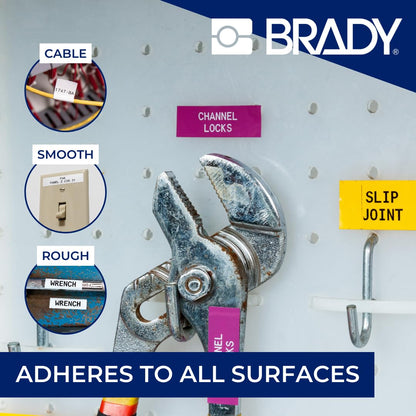 Brady Authentic (M4C-1000-595-OR-BK) Etiquetas de vinilo para todo tipo de clima, 1 pulgada de ancho x 25 pies, negro sobre naranja. Para uso con impresoras de etiquetas The BMP41, BMP51 y M511