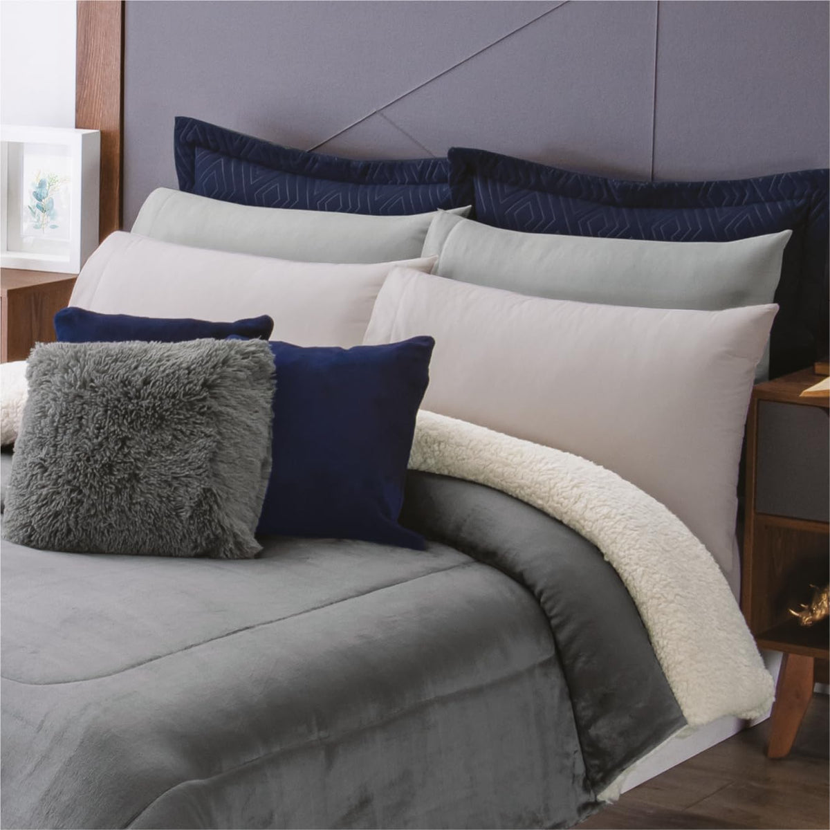 Colchas Concord Argos Cobertor de Borrega, Gris, King 1.80 X 2.20 Mts.