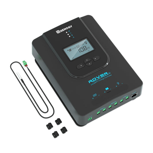 Renogy Rover 30A - driver de carga solar MPPT de 12 V/24 V, entrada de CC automática, parámetro, visualización LCD ajustable, regulador de panel solar, apto para batería de gel sellada, inundada y