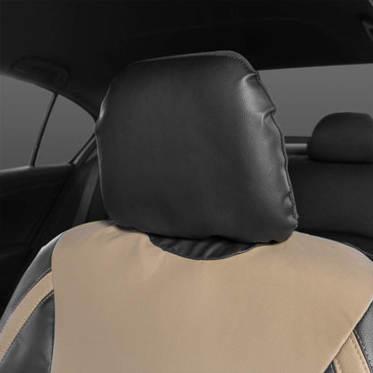 Motor Trend M424 Beige Synth Leather Snake Eyes Performance Seat Covers for Car Truck Van SUV